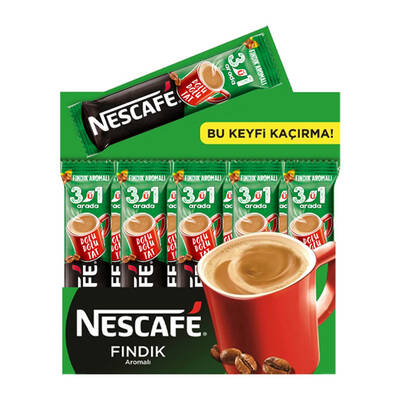 Nescafe - Nescafe 3'ü 1 Arada Fındıklı 17 gr 48'li