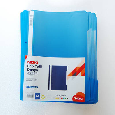 Noki - Noki Eco Plastik Telli Dosya Mavi 50 Li Paket