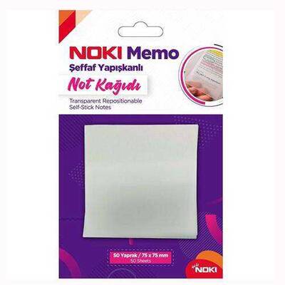 Noki Memo 75X75 Şeffaf Yapışkanlı Not Kağıdı 50 Yaprak - Noki