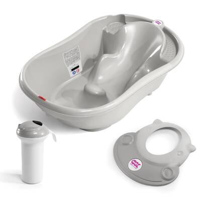 OkBaby - OkBaby Onda Banyo Küveti & Bebek Duşu & Hippo Banyo Siperliği / A.Gri