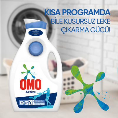 Omo Active Sıvı Çamaşır Deterjanı Renkli ve Beyazlar için 1950 ml - Thumbnail