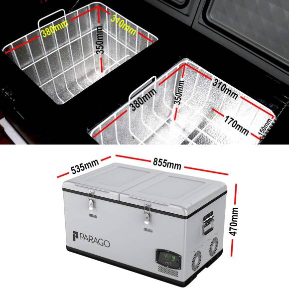 Parago PG75 12-24Volt 75 Litre Çift Bölmeli Outdoor Kompresörlü Oto Buzdolabı - 6