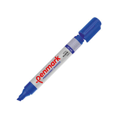 Penmark - Penmark HS-406-02 Permanent Markör Koli Kalemi Kesik Uç Mavi