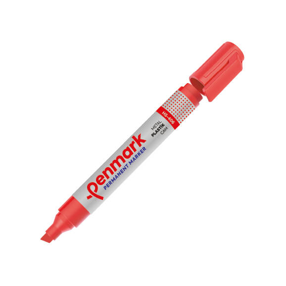 Penmark HS-406-03 Permanent Markör Koli Kalemi Kesik Uç Kırmızı