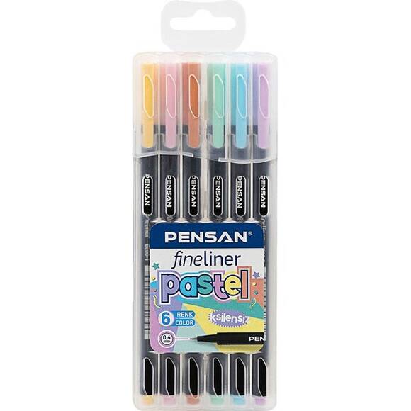 Pensan Fineliner 6 Pastel Renk 0.4 mm İnce Uçlu Keçeli Kalem