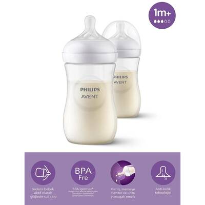 Philips Avent Natural Response PP 2'li Biberon Seti, 1+ Ay 260ml SYC903/02 - AVENT