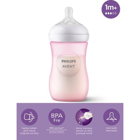 Philips Avent Natural Response PP Pembe Biberon 1+ Ay 260 ml SCY903/11 - 3