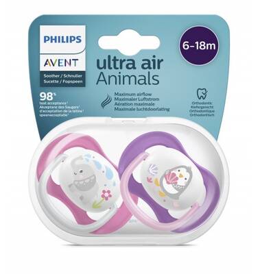 Avent - Philips Avent Ultra Air Animals 2li Desenli Emzik 6-18 Ay - Kız