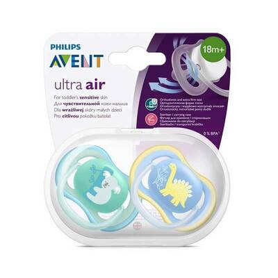 Philips Avent Ultra Air Karanlıkta Parlayan 2li Desenli Gece Emziği +18 Ay - Erkek - Avent