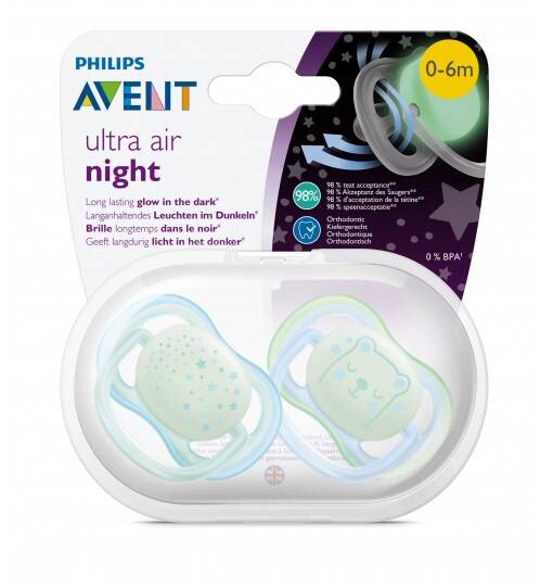 Philips Avent Ultra Air Night Karanlıkta Parlar Gece Emziği 0-6 ay Erkek - 1