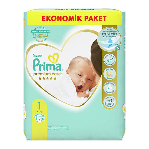Prima Premium Care Bebek Bezi No:1 Yenidoğan 2-5 kg 70 Adet