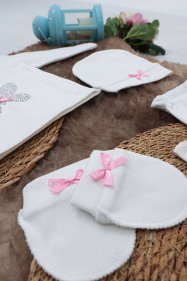 Sema Baby 5 Parça Hastane Çıkışı Zıbın Seti 0-3 Ay - Pink Butterfly - 3