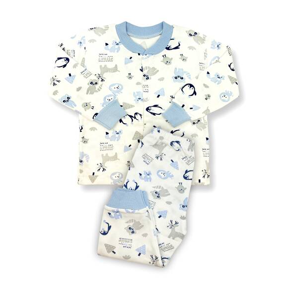 Sema Baby Happy Animals Bebek Pijama Takımı Mavi 0-3 Ay - 1