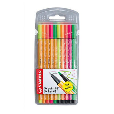 Stabilo - Stabilo Keçeli Kalem Neon Set 88-68 10'lu