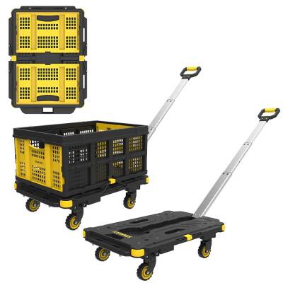 STANLEY PC532B 137kg 62x45cm Dört Tekerli Çekme Kollu Yük ve Paket Taşıma Arabası + FT505 Çok Amaçlı Taşıma Sepeti - Stanley