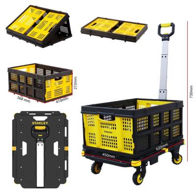 STANLEY PC532B 137kg 62x45cm Dört Tekerli Çekme Kollu Yük ve Paket Taşıma Arabası + FT505 Çok Amaçlı Taşıma Sepeti - Stanley (1)