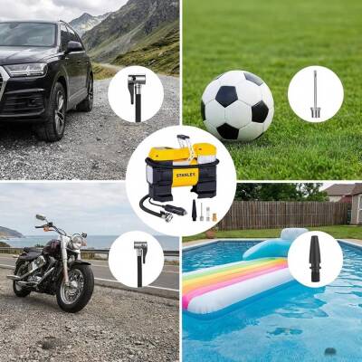 STANLEY SXIF0001 12Volt 150 PSI Dijital Basınç Göstergeli Lastik Şişirme Pompası + Led Lamba - 8