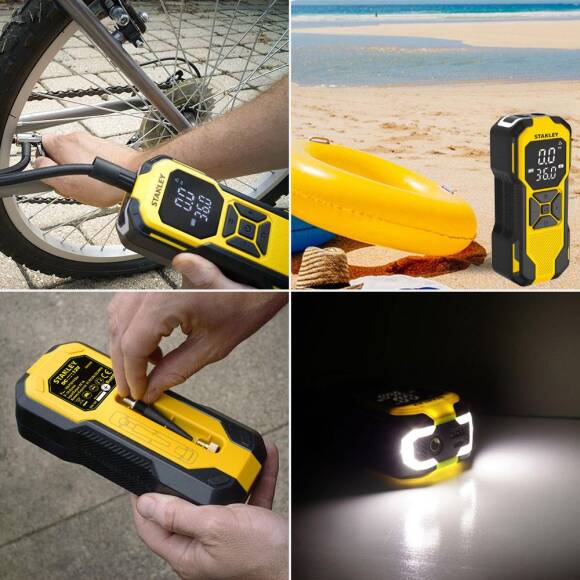 STANLEY SXIF0101 12V / Şarjlı Li-ion 150 PSI Dijital Göstergeli Akıllı Lastik Şişirme Pompası+Powerbank+SOS+Led Lamba - 7