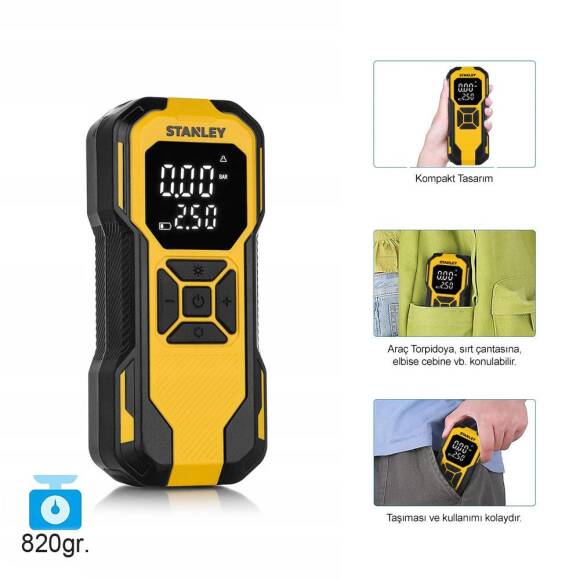 STANLEY SXIF0101 12V / Şarjlı Li-ion 150 PSI Dijital Göstergeli Akıllı Lastik Şişirme Pompası+Powerbank+SOS+Led Lamba - 10