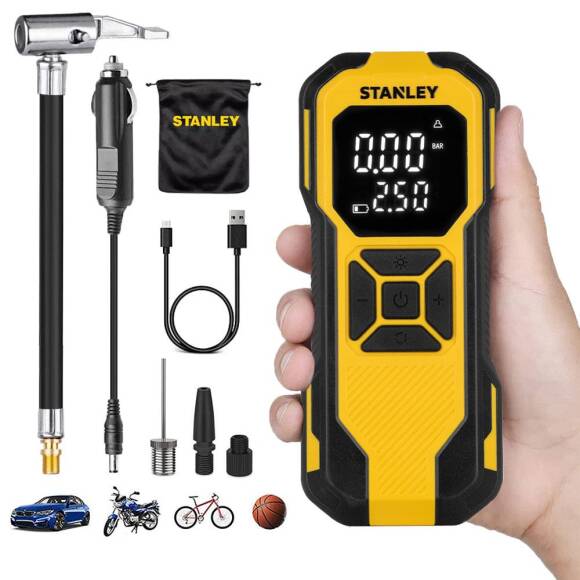 STANLEY SXIF0101 12V / Şarjlı Li-ion 150 PSI Dijital Göstergeli Akıllı Lastik Şişirme Pompası+Powerbank+SOS+Led Lamba - 1