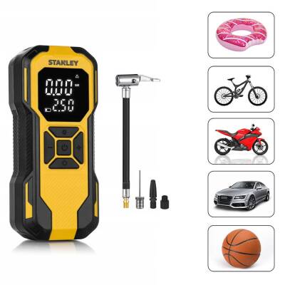 STANLEY SXIF0101 12V / Şarjlı Li-ion 150 PSI Dijital Göstergeli Akıllı Lastik Şişirme Pompası+Powerbank+SOS+Led Lamba - Stanley (1)