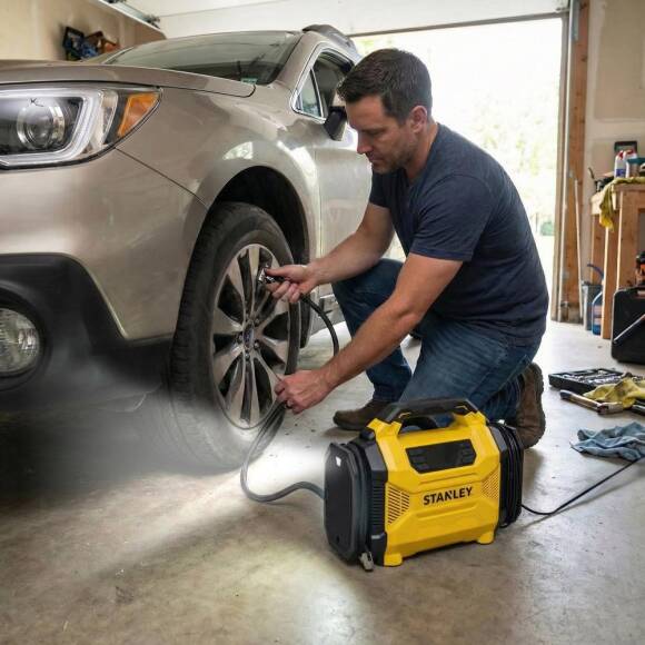 STANLEY SXIF3501 12Volt/220Volt 150 PSI Dijital Basınç Göstergeli Lastik & Yatak Şişirme Pompası + Led Lamba - 3
