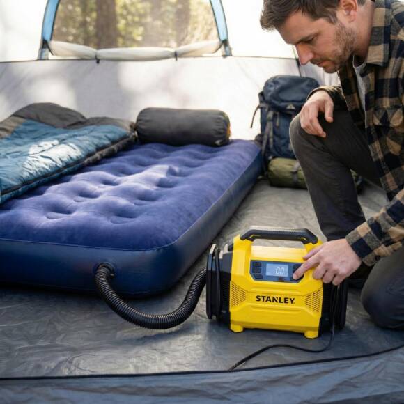 STANLEY SXIF3501 12Volt/220Volt 150 PSI Dijital Basınç Göstergeli Lastik & Yatak Şişirme Pompası + Led Lamba - 4