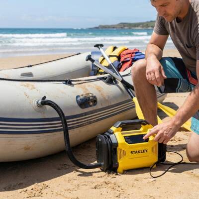 STANLEY SXIF3501 12Volt/220Volt 150 PSI Dijital Basınç Göstergeli Lastik & Yatak Şişirme Pompası + Led Lamba - 5