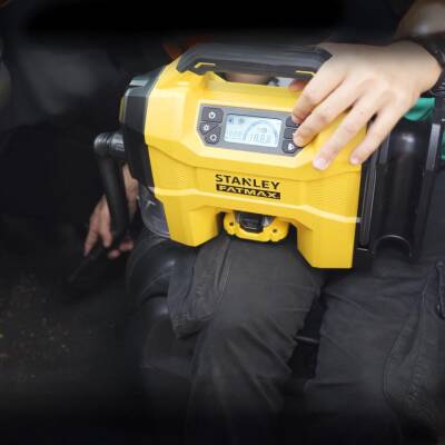 STANLEY SXVI02001A 12V/18V 2Ah Li-ion Şarjlı 160 PSI Dijital Göstergeli Lastik&Yatak Şişirme Pompası+Araç Süpürgesi - 9