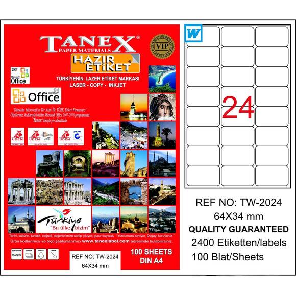 Tanex Tw-2024 Laser Etiket 64x34 mm - 2