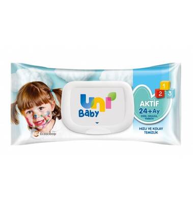 Uni Baby Aktif Bebek Islak Mendil 24+ Ay 52 Adet - Uni Baby