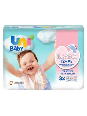 Uni Baby - Uni Baby İlk Adım Bebek Islak Mendil 12+ Ay 3x52 Adet