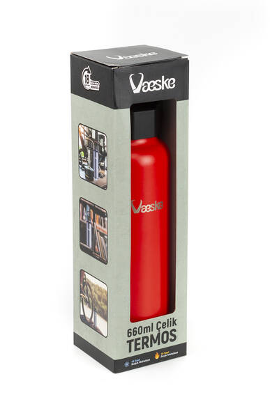 Vaeske Çelik Termos 660ml Kırmızı - 3