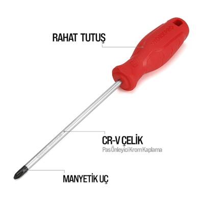 WORKPRO WP200500 2 Parça Yıldız/Düz CR-V Manyetik Profesyonel Tornavida Seti - Workpro (1)