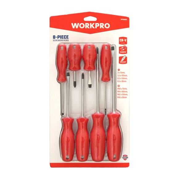 WORKPRO WP200502 8 Parça CR-V Manyetik Profesyonel Tornavida Seti - 6