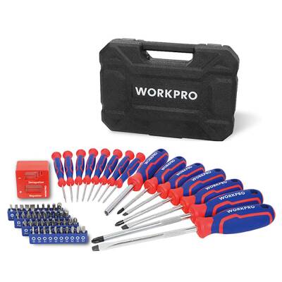 WORKPRO WP200518 56 Parça CR-V Manyetik Profesyonel Tornavida & Bits Uç Seti - Workpro
