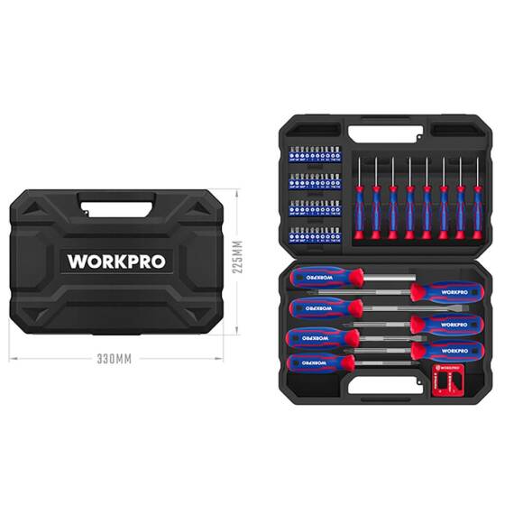 WORKPRO WP200518 56 Parça CR-V Manyetik Profesyonel Tornavida & Bits Uç Seti - 3