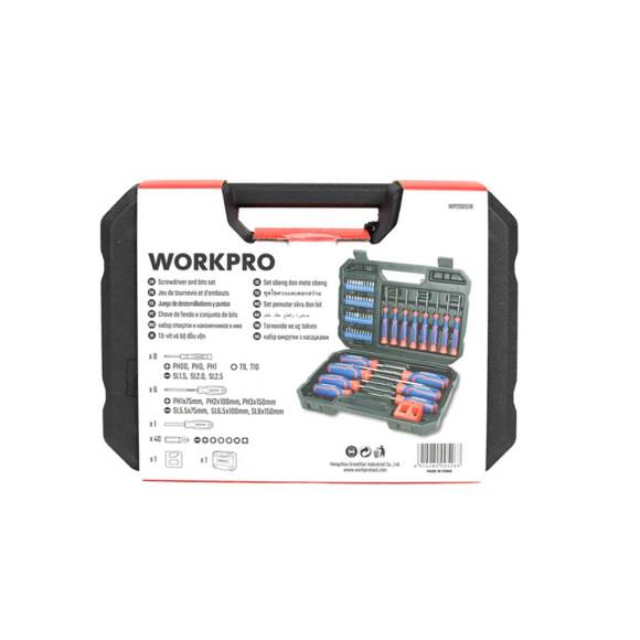 WORKPRO WP200518 56 Parça CR-V Manyetik Profesyonel Tornavida & Bits Uç Seti - 8