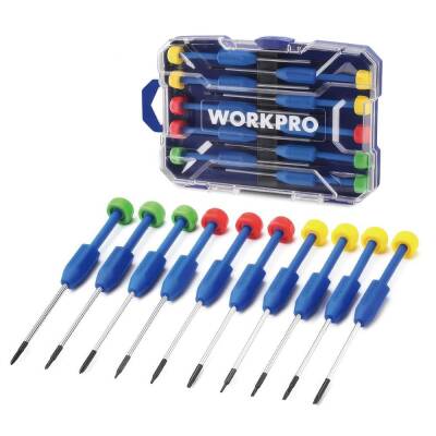WORKPRO WP200530 CR-V 10 Parça Profesyonel Manyetik Hassas Tornavida Seti - Workpro