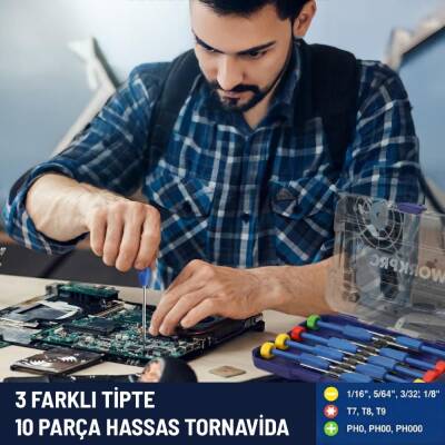 WORKPRO WP200530 CR-V 10 Parça Profesyonel Manyetik Hassas Tornavida Seti - 4