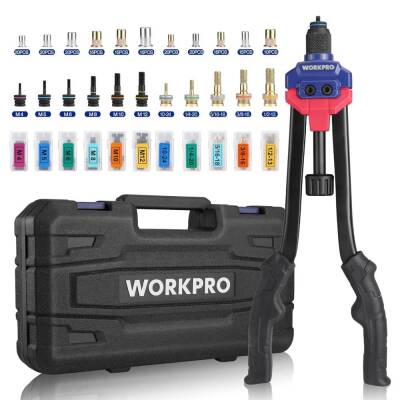 WORKPRO WP200532 400mm INC/MM Ağır Hizmet Kollu Somun Perçinleme Tabancası + 185 Adet Perçin - 1