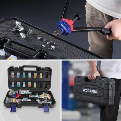 WORKPRO WP200532 400mm INC/MM Ağır Hizmet Kollu Somun Perçinleme Tabancası + 185 Adet Perçin - 4