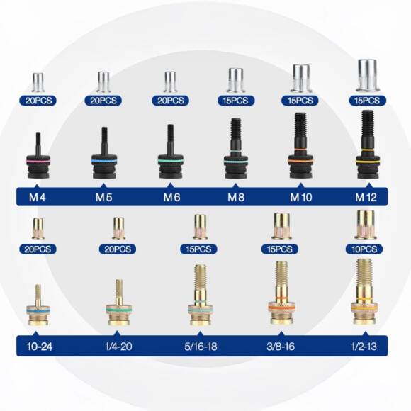 WORKPRO WP200532 400mm INC/MM Ağır Hizmet Kollu Somun Perçinleme Tabancası + 185 Adet Perçin - 9