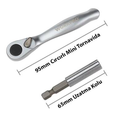 WORKPRO WP200534 32 Parça 1/4'’ Profesyonel Mini Cırcır Lokma Kollu Bits Vidalama Seti - 5