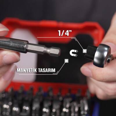 WORKPRO WP200534 32 Parça 1/4'’ Profesyonel Mini Cırcır Lokma Kollu Bits Vidalama Seti - 8