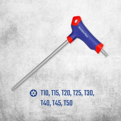 WORKPRO WP200543 8 Parça CR-V T Tipi Uzun Delikli Torx Profesyonel Allen Anahtar Takımı - Workpro (1)