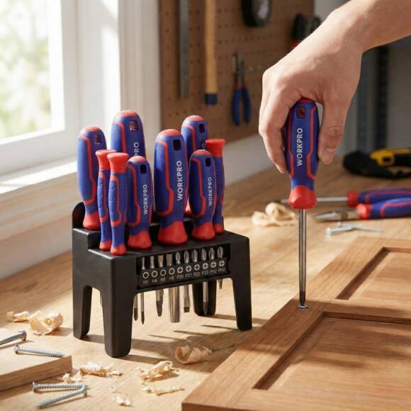 WORKPRO WP200551 21 Parça CR-V Duvar Askı Aparatlı Profesyonel Manyetik Tornavida Seti - 5