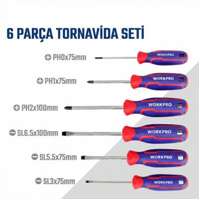 WORKPRO WP200551 21 Parça CR-V Duvar Askı Aparatlı Profesyonel Manyetik Tornavida Seti - 7