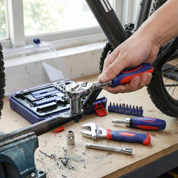 WORKPRO WP200555 1/4'’ 1/2’’ 38 Parça Cr-V Lokma ve Topaç Cırcır Araç Tamir Seti - 7