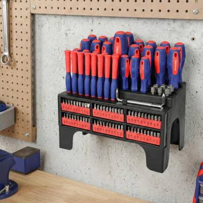 WORKPRO WP200560 100 Parça Duvar Askı Aparatlı Profesyonel CR-V Manyetik Tornavida ve Bits Uç Seti - 5